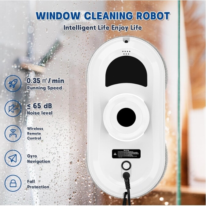 Robot autonom de curatare geamuri Smart Window Robot, Excitat®, Robot curatare geamuri, Aspiratie 5600 pa, Remote control function, Detectie margini, Protectie anti-cadere, Cap curatare dublu helix, Oprire automata, Alb inchis