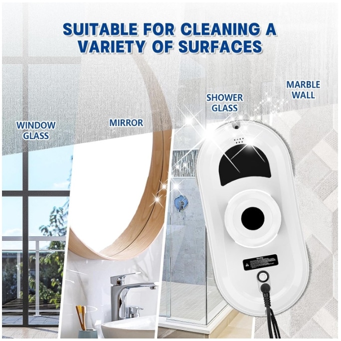 Robot autonom de curatare geamuri Smart Window Robot, Excitat®, Robot curatare geamuri, Aspiratie 5600 pa, Remote control function, Detectie margini, Protectie anti-cadere, Cap curatare dublu helix, Oprire automata, Alb inchis