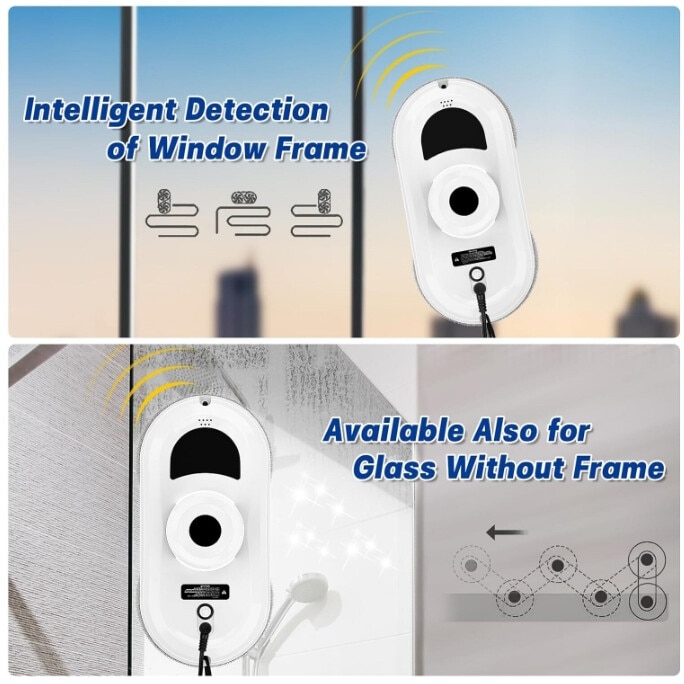 Robot autonom de curatare geamuri Smart Window Robot, Excitat®, Robot curatare geamuri, Aspiratie 5600 pa, Remote control function, Detectie margini, Protectie anti-cadere, Cap curatare dublu helix, Oprire automata, Alb inchis
