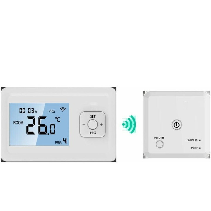 Безжичен стаен термостат, програмируем, бял