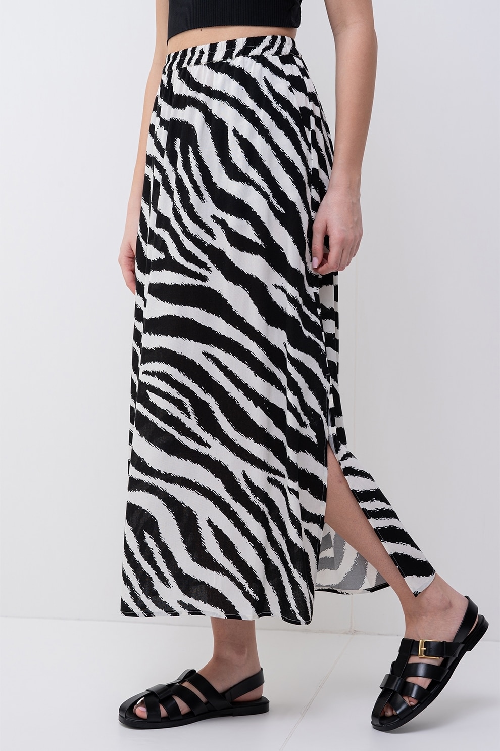Vero Moda, Fusta midi cu slit lateral - eMAG.ro