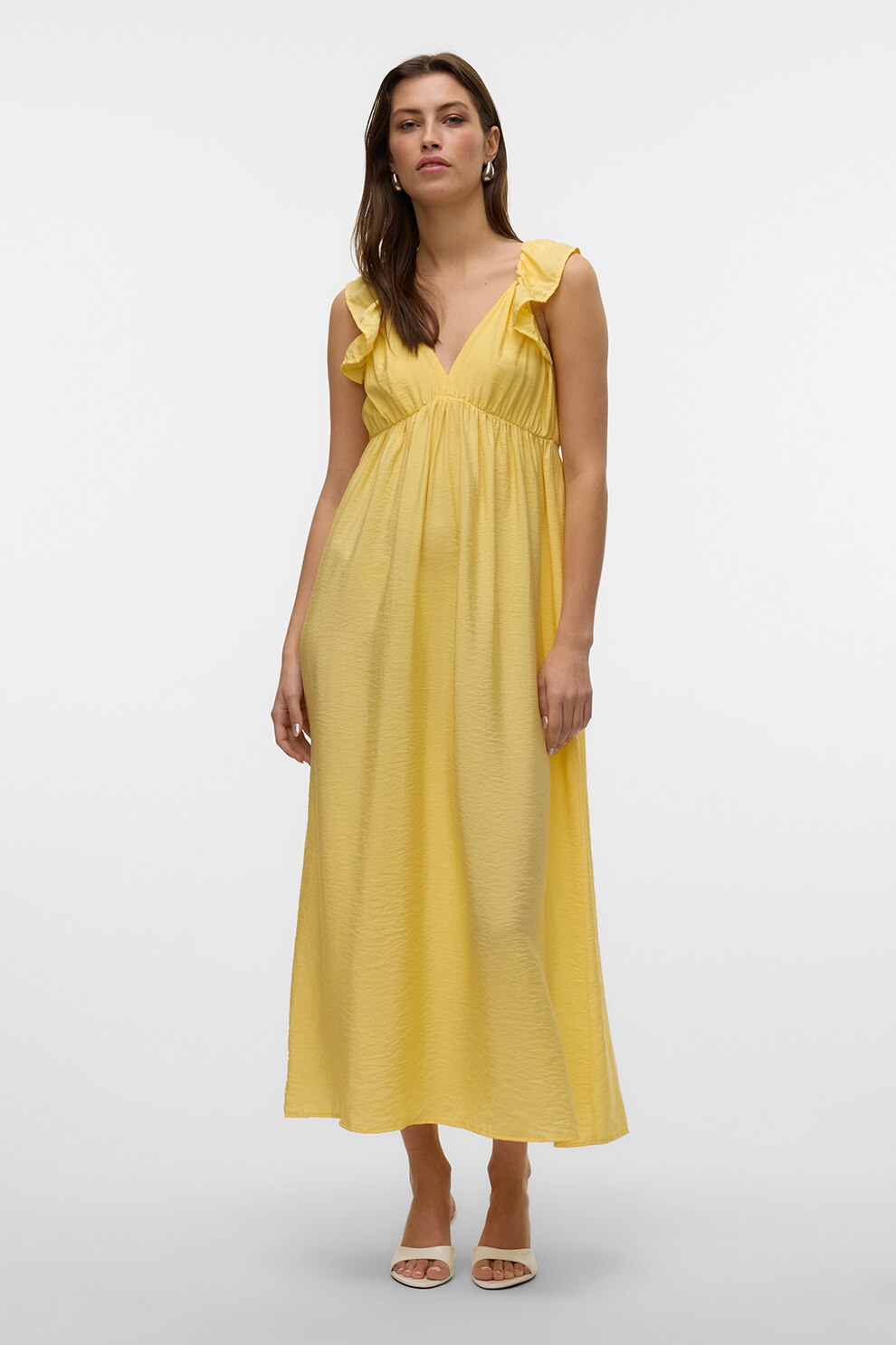 Vero Moda, Rochie maxi cu talie Empire, Galben sofran, M