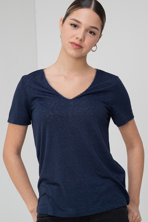 Vero Moda, Tricou cu decolteu in V Balga, Bleumarin