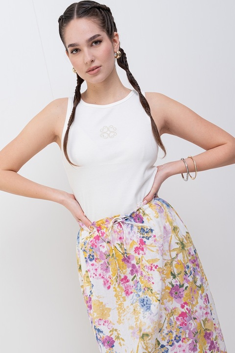 Vero Moda, Топ с органичен памук с бродерия, Бял