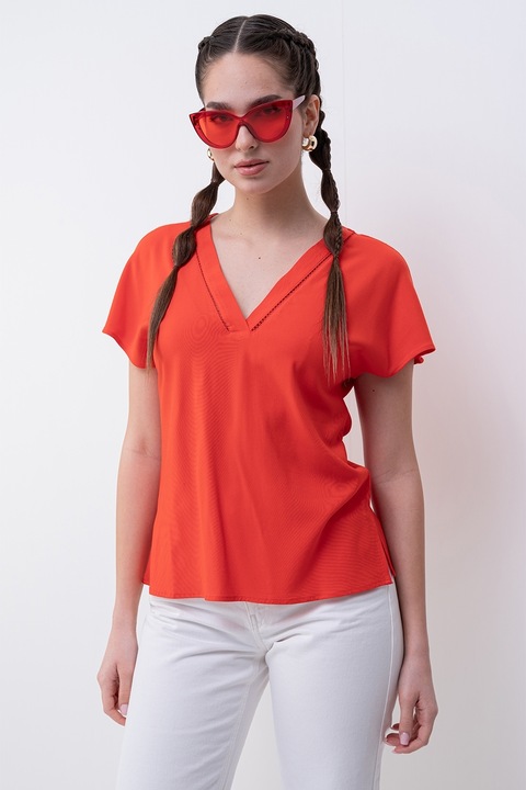 Vero Moda, Bella V-nyakú póló, Élénkpiros