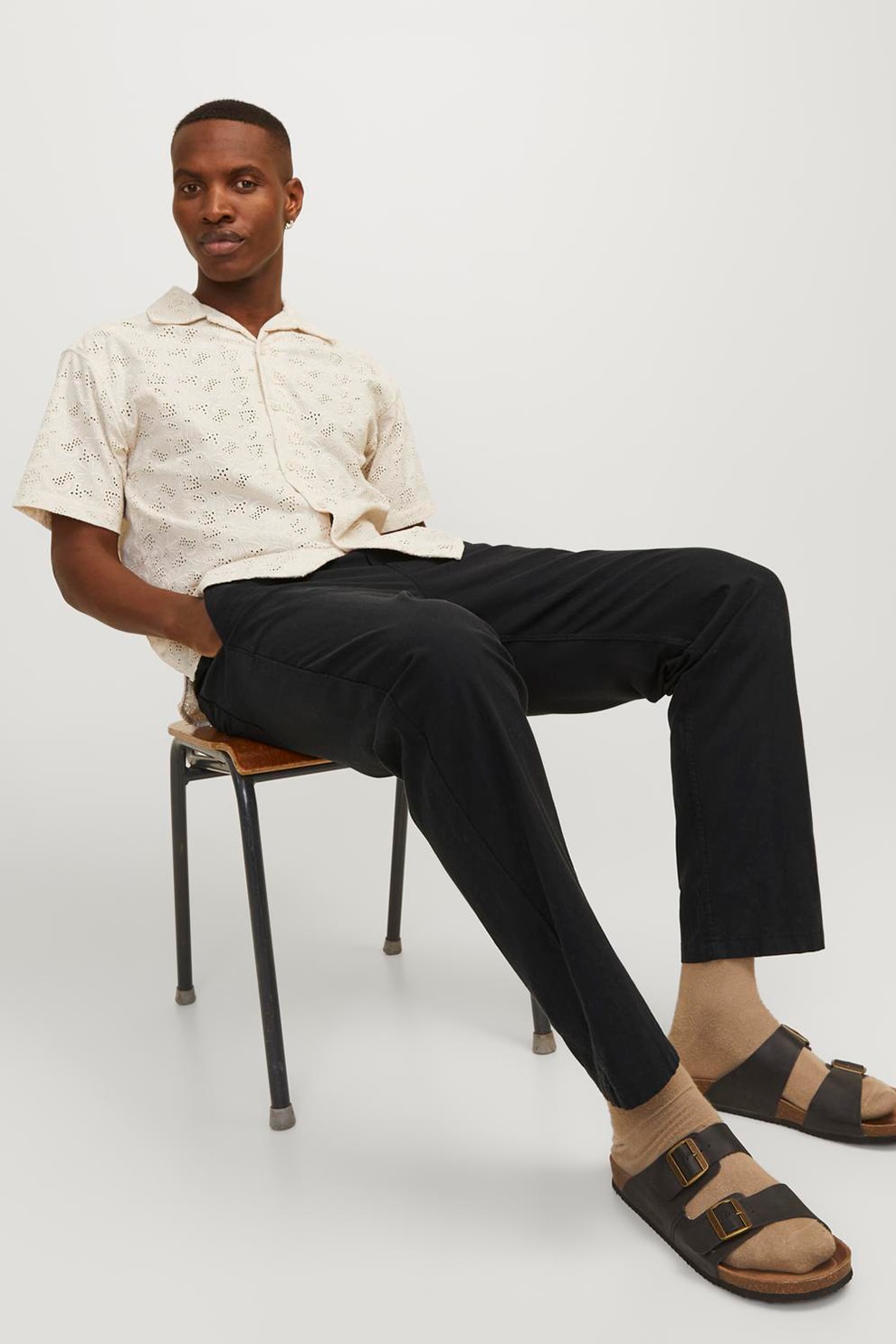Jack & Jones, Pantaloni relaxed fit cu buzunare laterale, Negru, XL