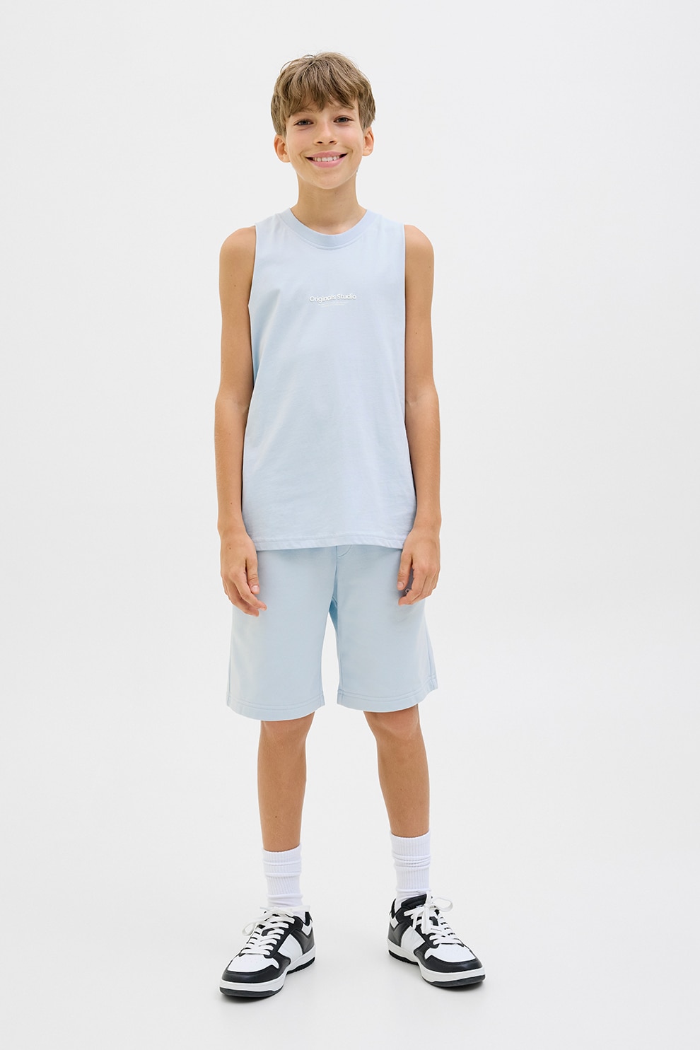 Jack & Jones, Tricou regular fit cu decolteu la baza gatului, Albastru glaciar