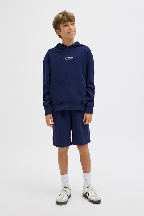 Jack & Jones, Húzózsinóros pamuttartalmú rövidnadrág, Sötétkék