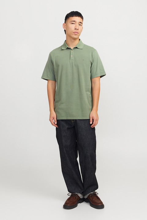 Jack & Jones, Tricou polo din material pique William, Verde sparanghel