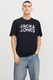Jack & Jones, Tricou cu imprimeu logo Essentials, Alb, Albastru ultramarin, Piersica, M