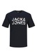 Jack & Jones, Tricou cu imprimeu logo Essentials, Alb, Albastru ultramarin, Piersica, M