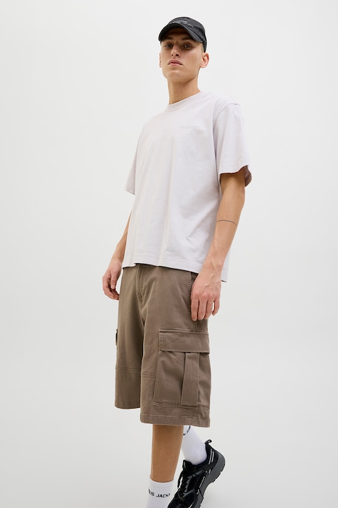 Jack & Jones, Свободни карго шорти с джобове встрани, Сиво-кафяв