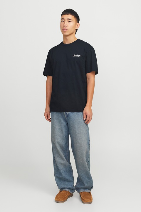 Jack & Jones, Tricou cu imprimeu logo pe partea din spate, Alb, Albastru ultramarin, XL