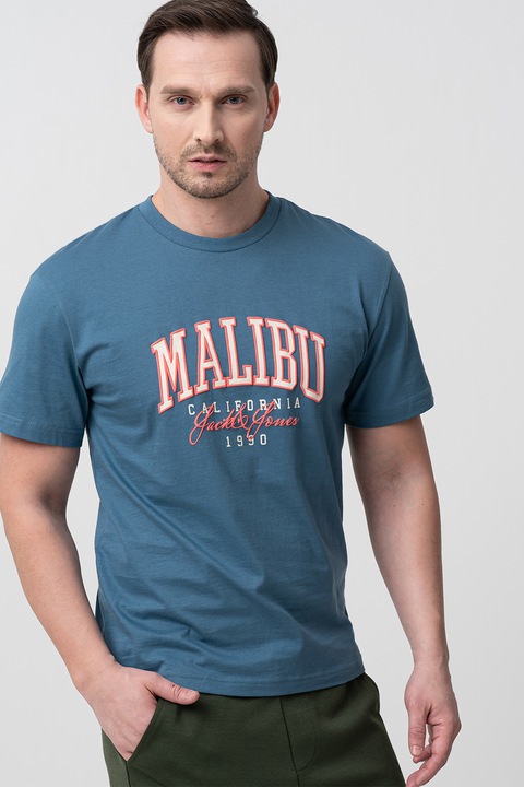 Jack & Jones, Kerek nyakú feliratos póló, Csontszín/Púderkék/Lazacszín