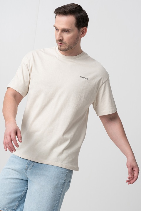 Jack & Jones, Rinkle kerek nyakú mintás póló, Világos tópbarna