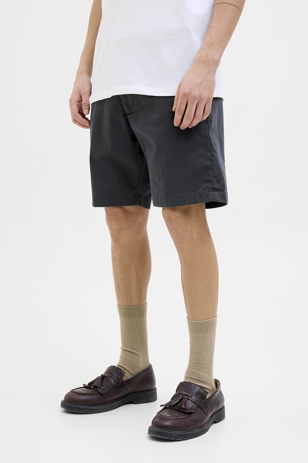 Jack & Jones, Bermude chino cu curea, Gri antracit, M