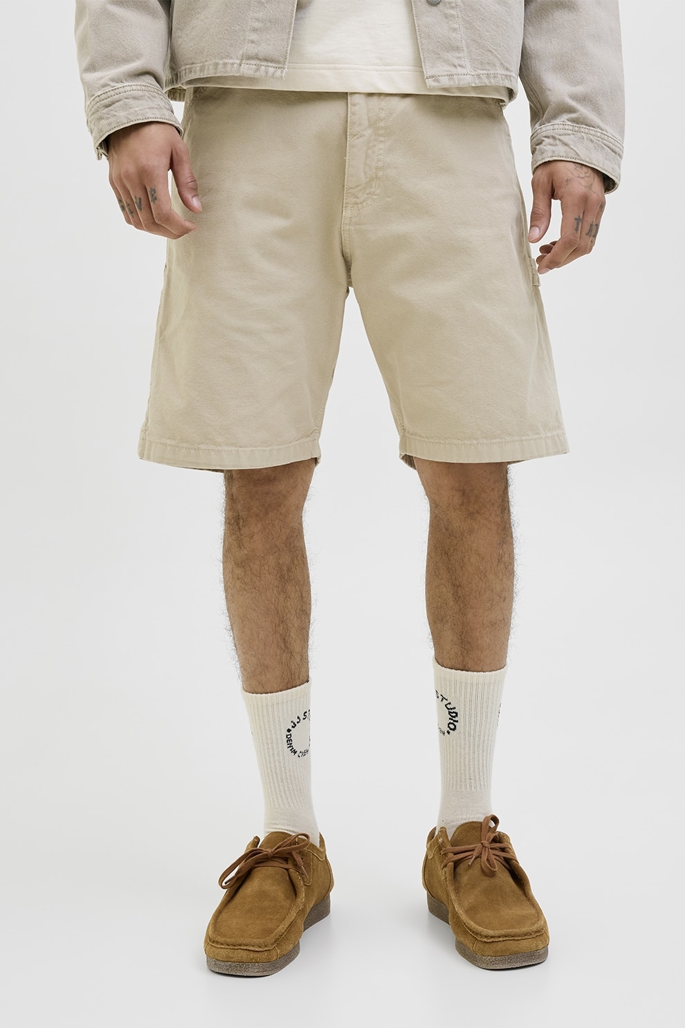 Jack & Jones, Blugi trei sferturi cu model uni, Maro nisip, L