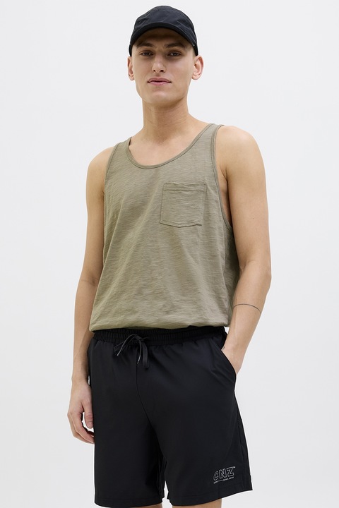 Jack & Jones, Top cu buzunar pe piept, Maro deschis melange