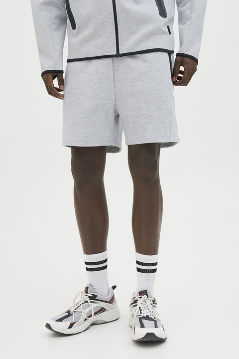 Jack & Jones, Húzózsinóros rövidnadrág cipzáros oldalzsebekkel, Melange világosszürke