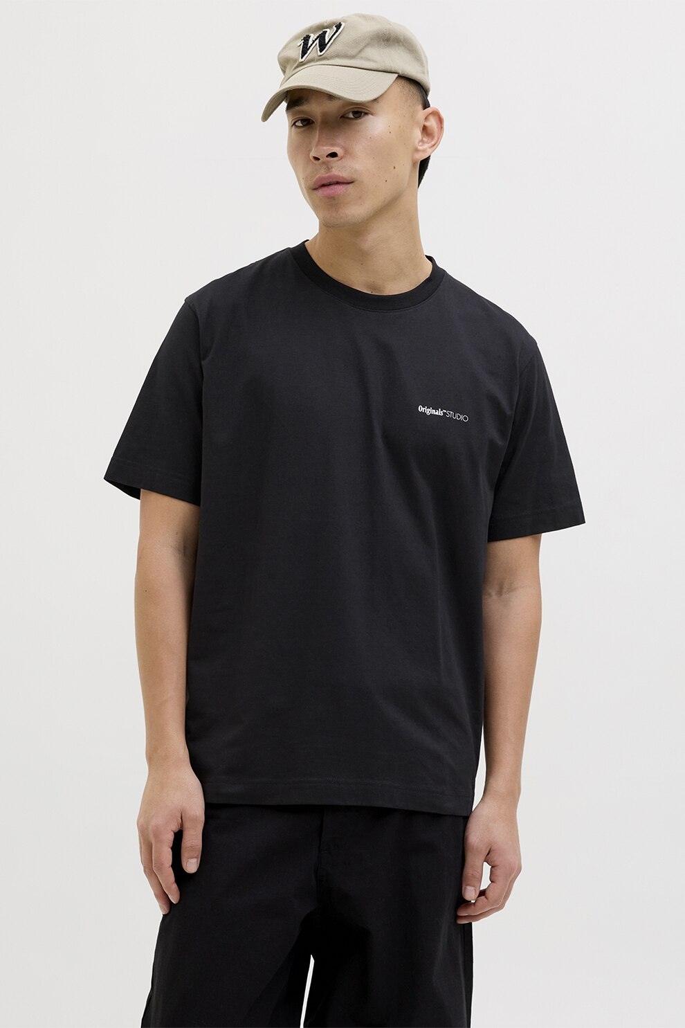 Jack & Jones, Tricou cu imprimeu floral pe partea din spate, Negru, Albastru lavanda, Verde masliniu, M