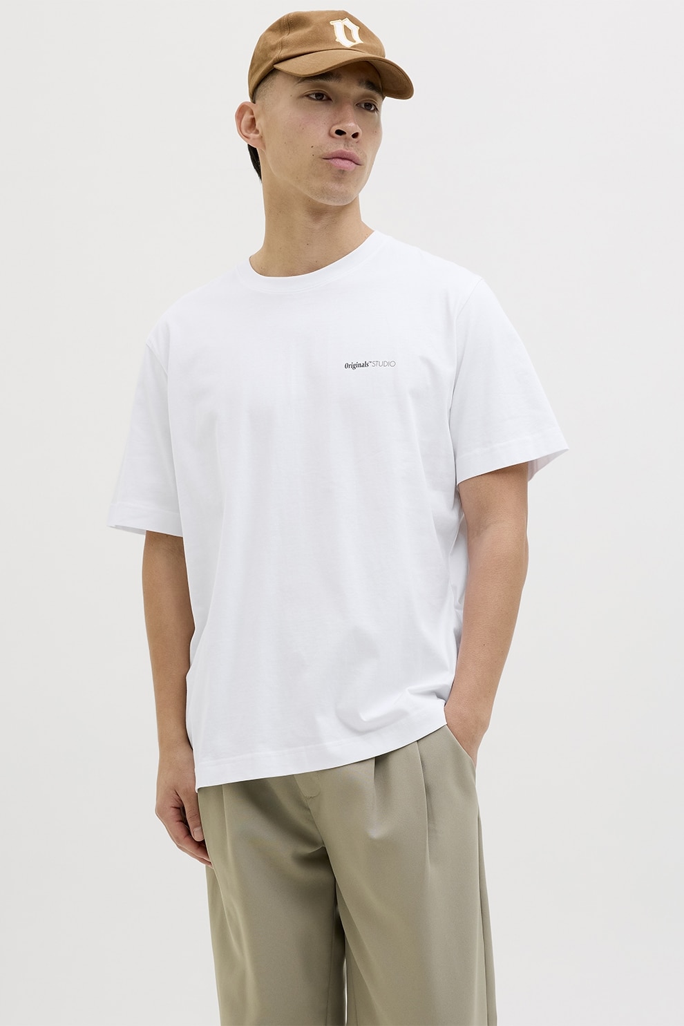 Jack & Jones, Tricou cu imprimeu floral pe partea din spate, Alb optic, XL