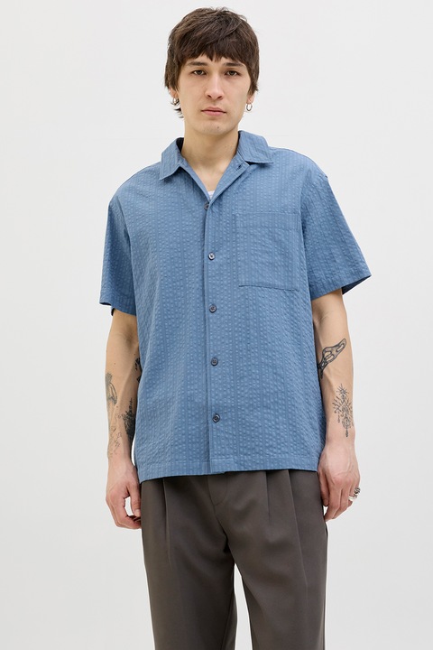 Jack & Jones, Bő fazonú texturált ing, Púderkék