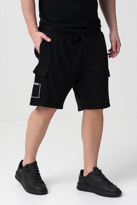 Jack & Jones, Bő szárú cargo bermudanadrág, Fekete