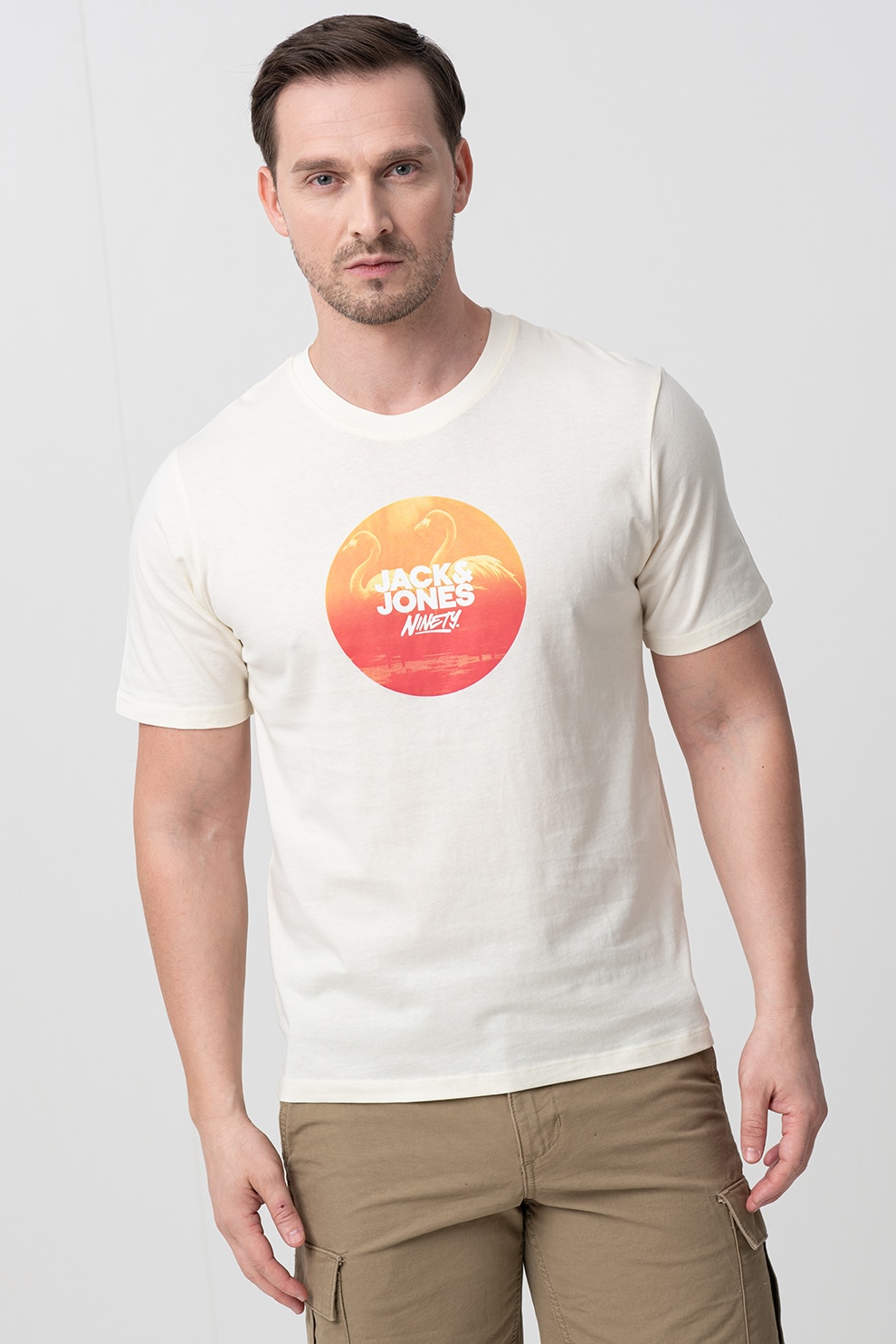 Jack & Jones, Tricou cu decolteu la baza gatului Varenna, Galben deschis, Verde masliniu, M