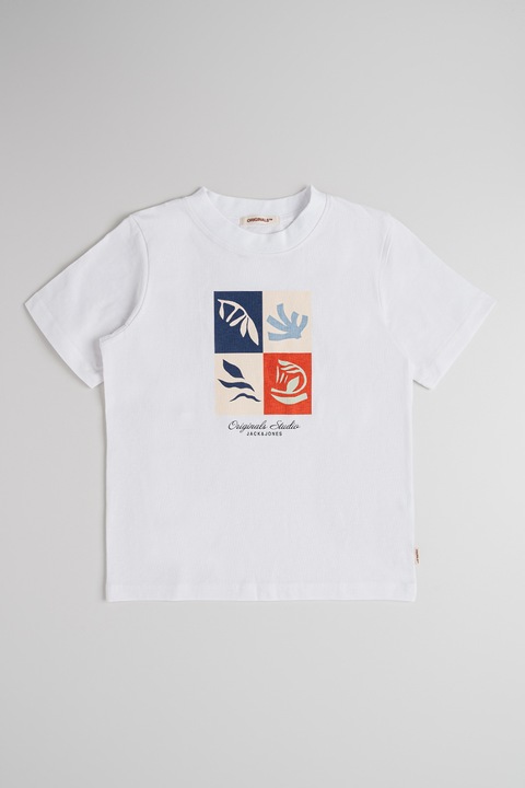 Jack & Jones, Tricou din bumbac cu imprimeu Canggu, Alb