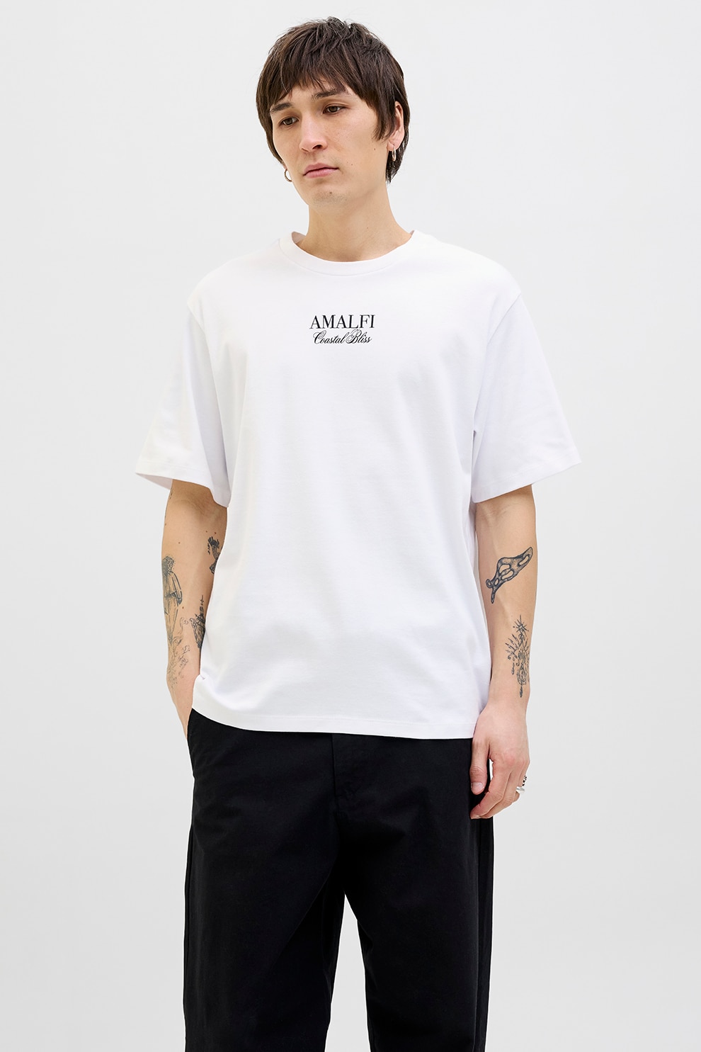 Jack & Jones, Tricou regular fit din bumbac cu imprimeu grafic pe partea din spate, Alb, S