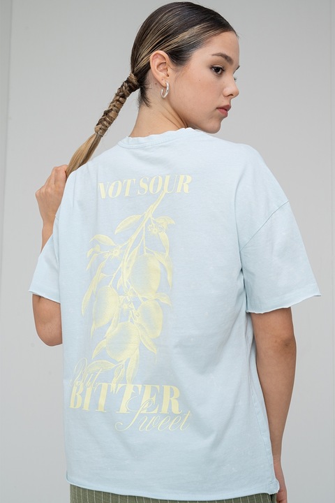 Only, Тениска Kinna с паднали ръкави, Ледено синьо/Лайм зелено