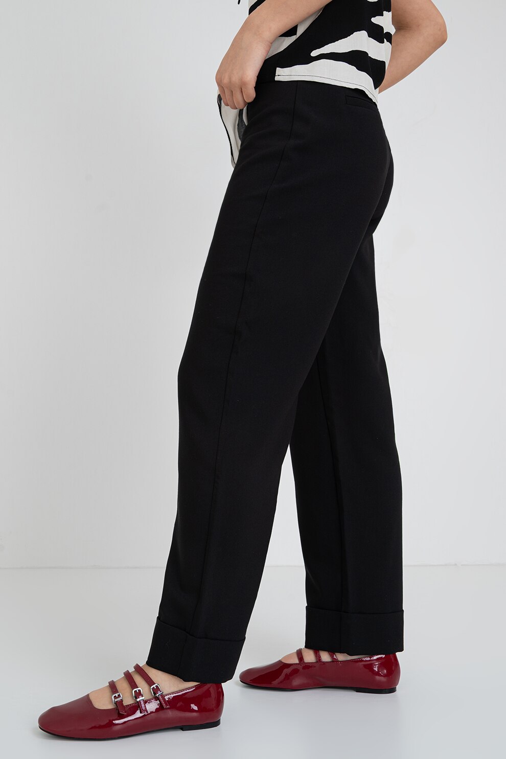 Only, Pantaloni uni cu croiala ampla Casey, Negru, 36-L32