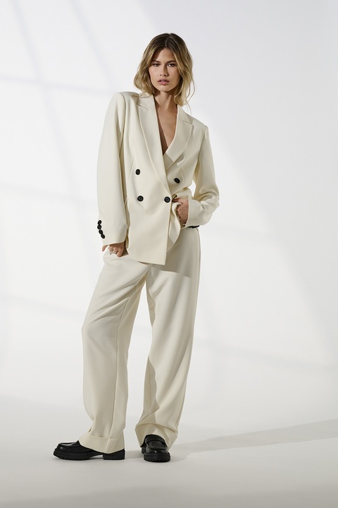 Only, Pantaloni uni cu croiala ampla Casey, Alb murdar