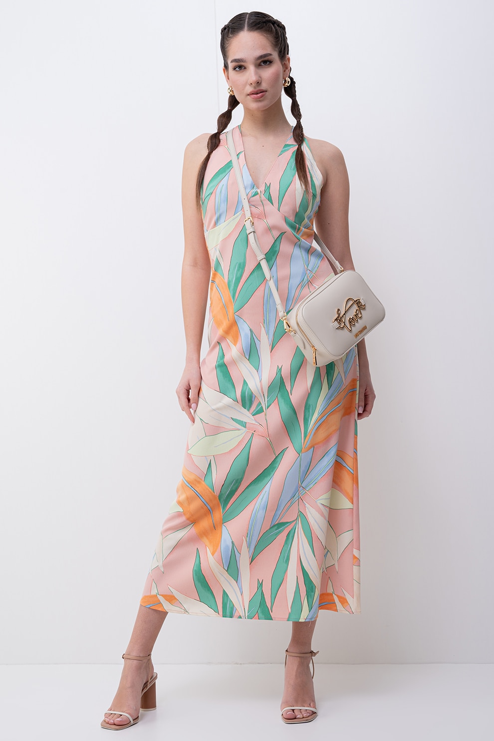 Only, Rochie cu decolteu in V si model, Multicolor, S