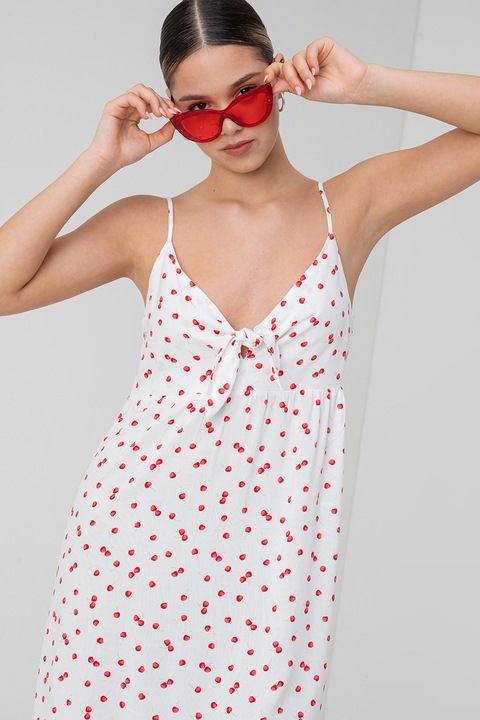 Only, V-nyakú mintás ruha, Piros/Fehér/Zöld