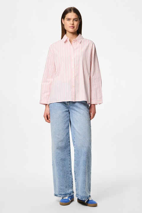 Pieces, Hosszú ujjú csíkos ing, Világos rózsaszín