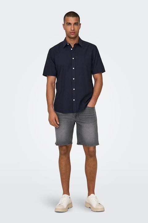 Only & Sons, Bermude cu croiala dreapta si talie medie, Gri melange, S