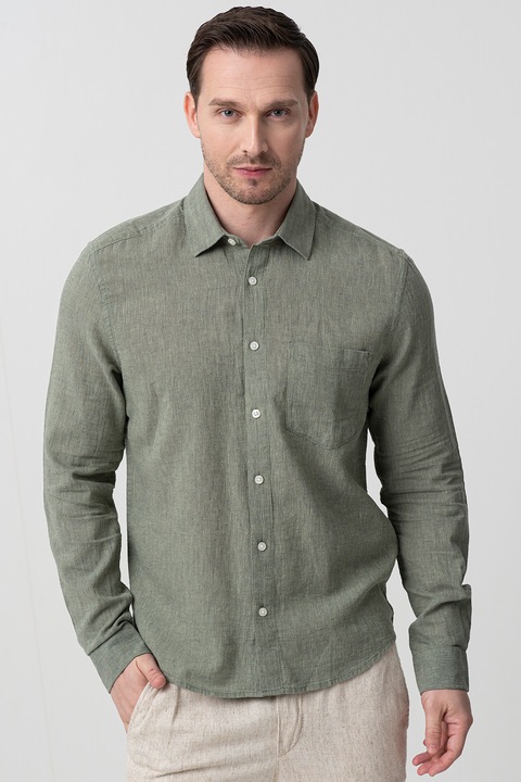 Only & Sons, Елегантна риза с лен с джобове, Каки