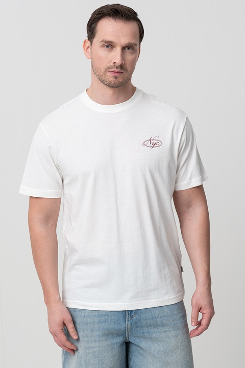 Only & Sons, Mintás organikuspamut póló, Törtfehér