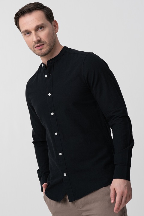 Only & Sons, Риза със стандартна кройка и ниска яка, Черен