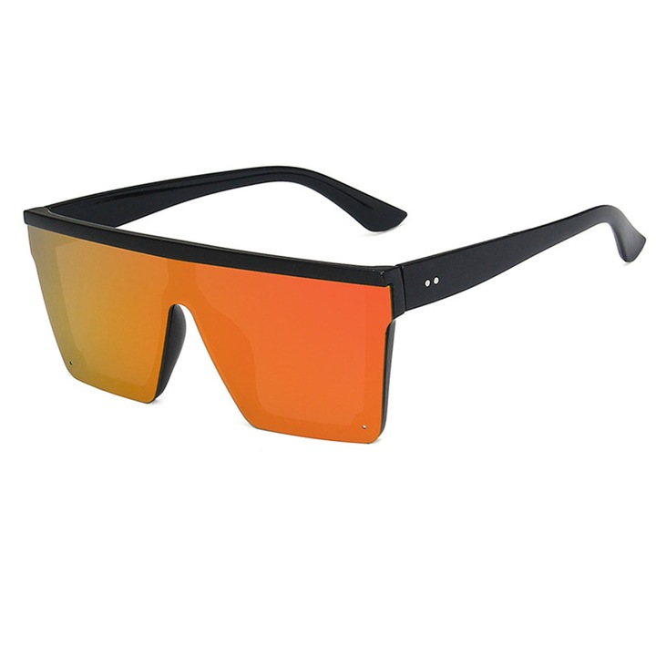 Ochelari de soare unisex, Axroad Mall, Ochelari Vintage, Protectie UV400, Polarizati, Rezistenti la vant, Rama mare, Tendinte in moda, Pentru ciclism, conducere, activitati in aer liber, PC, 145*67*55mm, Portocalie