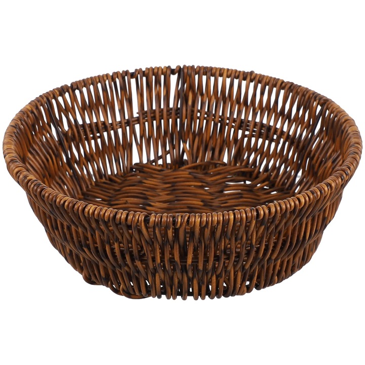 Cos depozitare rotund, plastic si fier, 22x22x7cm, natural