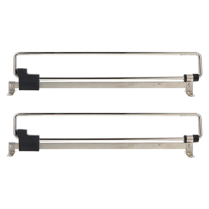 Bara extensibila pentru haine, 2 buc, metalica, argintiu, 29.5x5.5x4 cm