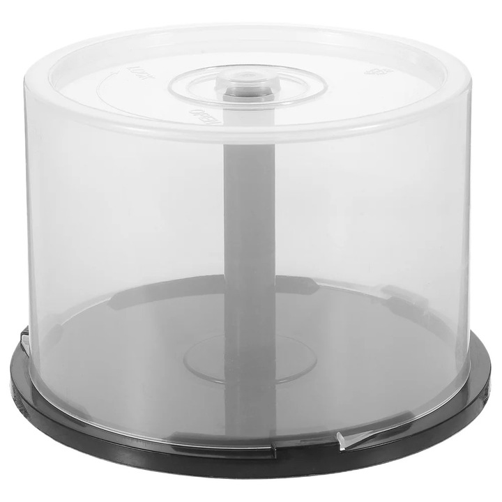 YANYXR BCS2923069 CD tárolódoboz, PP-ből, fedéllel, 50 lemez kapacitás, átlátszó/fekete, 14 x 14 x 9 cm
