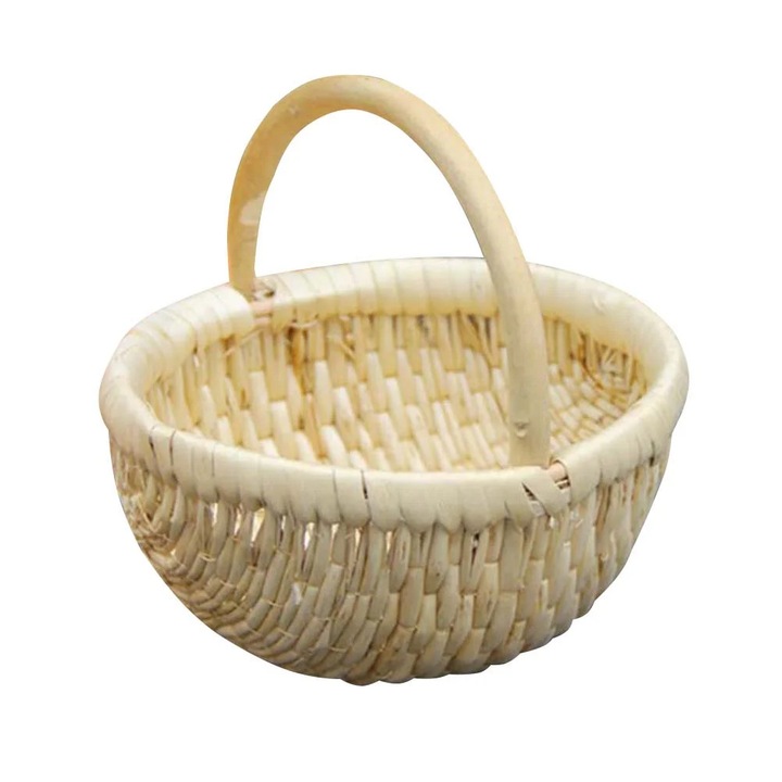 Cos depozitare manual din nuiele, portabil, khaki, 15x15x12cm