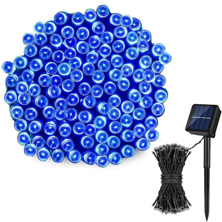 YANYXR BCS3068816 napelemes fényfüzér, 200 LED, 72ft, 8 mód, napelemes tápellátás panellel, IP65, többszínű