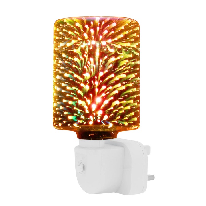 Lampa aromaterapie ZYBLSSBB LSM2xh7421-BCS0226184-2, incalzitor wax melter plug-in 3D cu efect stelar, led lumina de veghe fara fum, Multicolor