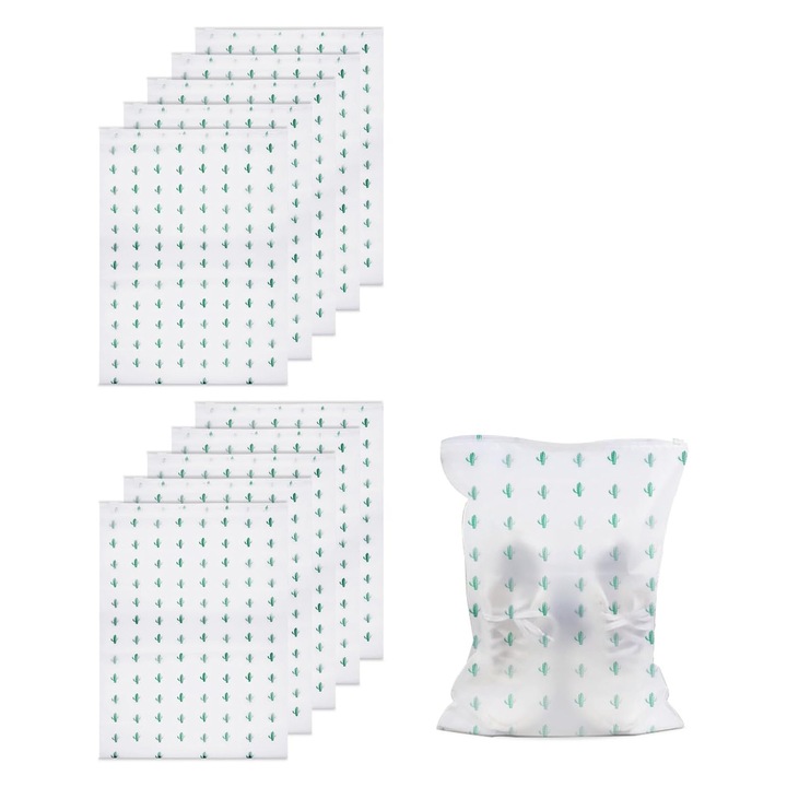 Pungi de depozitare pentru haine, Zggzerg, Organizatoare imbracaminte si incaltaminte, Set 10 saci de depozitare haine, Cu Fermoar, Reutilizabile, Potrivit pentru cosmeticelor si articolelor de toaleta, 28 X 40 cm