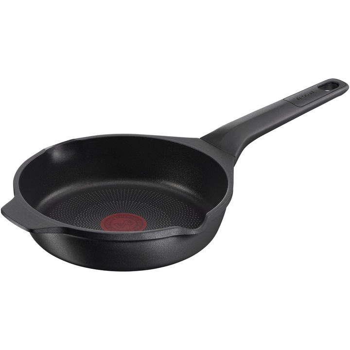 Тиган Tefal Robusto, 20 см, Индукция, Титаниево незалепващо покритие, Лят алуминий, Индикатор Thermo-Signal, Ръб за изливане, Вградена странична дръжка, Черен