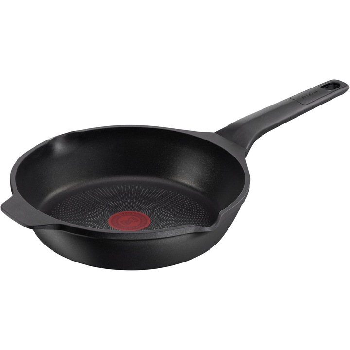 Тиган Tefal Robusto, 26 см, Индукция, Титаниево незалепващо покритие, Лят алуминий, Индикатор Thermo-Signal, Ръб за изливане, Интегрирана странична дръжка, Черен